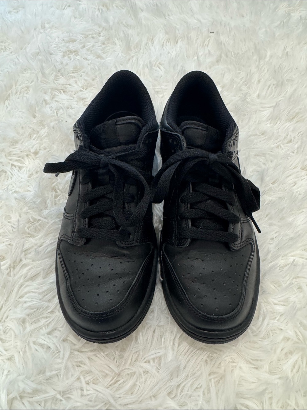 Nike Black Leather Dunks Low Triple Black - Picture 3 of 7
